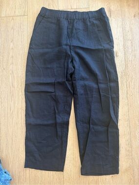 Quince Black Relaxed Elastic-Waist Trousers